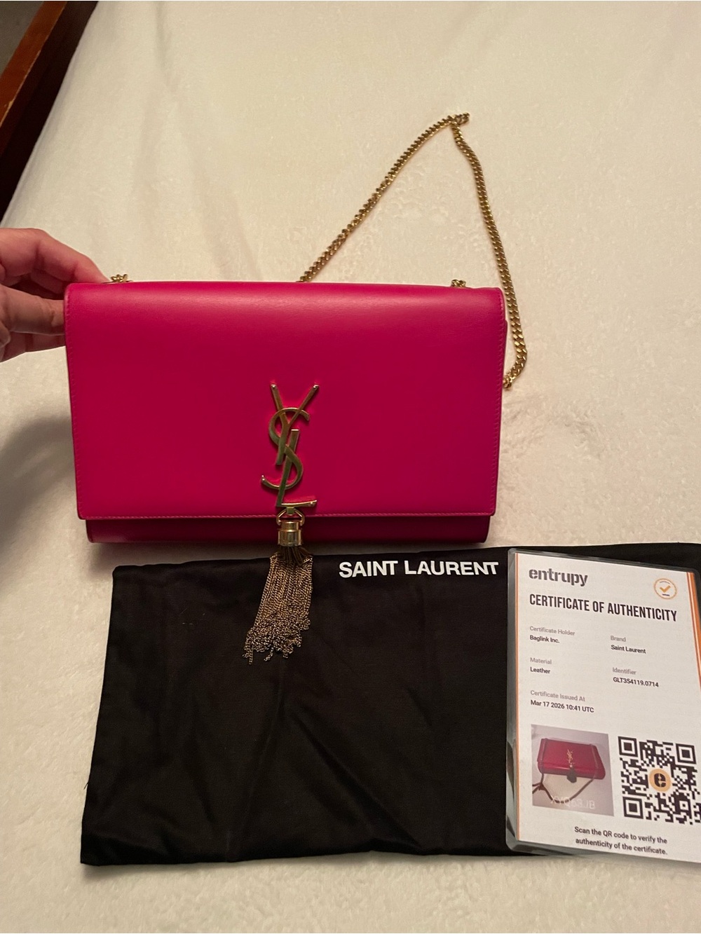 Saint Laurent Pink Kate Tassel Chain Shoulder Bag